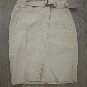 LOFT Beige Belted Pencil Skirt